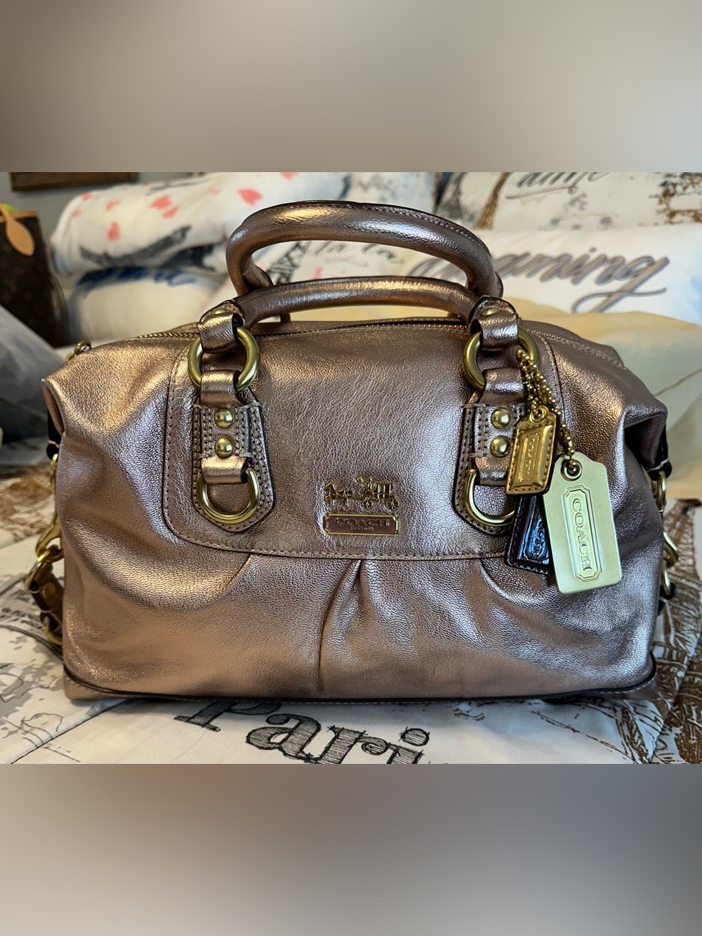 🌸NWT!!!🌸 Coach Madison Sabrina Satchel In Rose Gold Metallic Leather